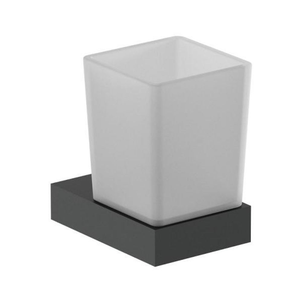 Стаканчик для зубных щеток стекло/нерж. сталь CORINTO 16931.N чёрный