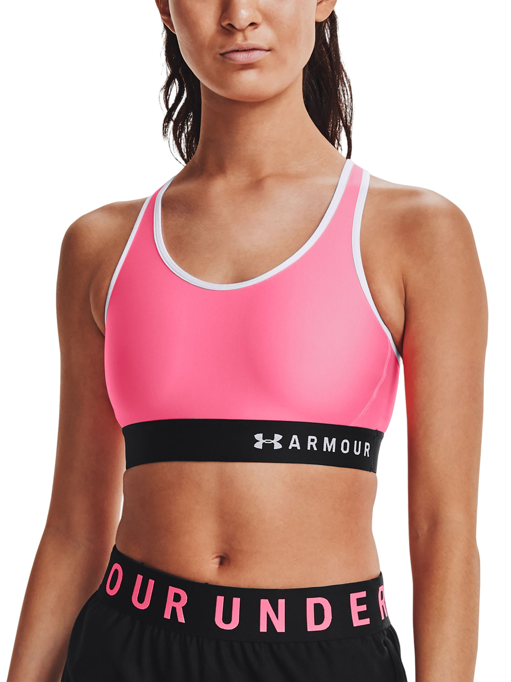 ТОП теннисный Under Armour Mid Keyhole Bra - neon pink