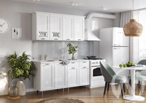 Кухня Милано 1;6м (белый/белая текстурная/антарес) Компоновка №1