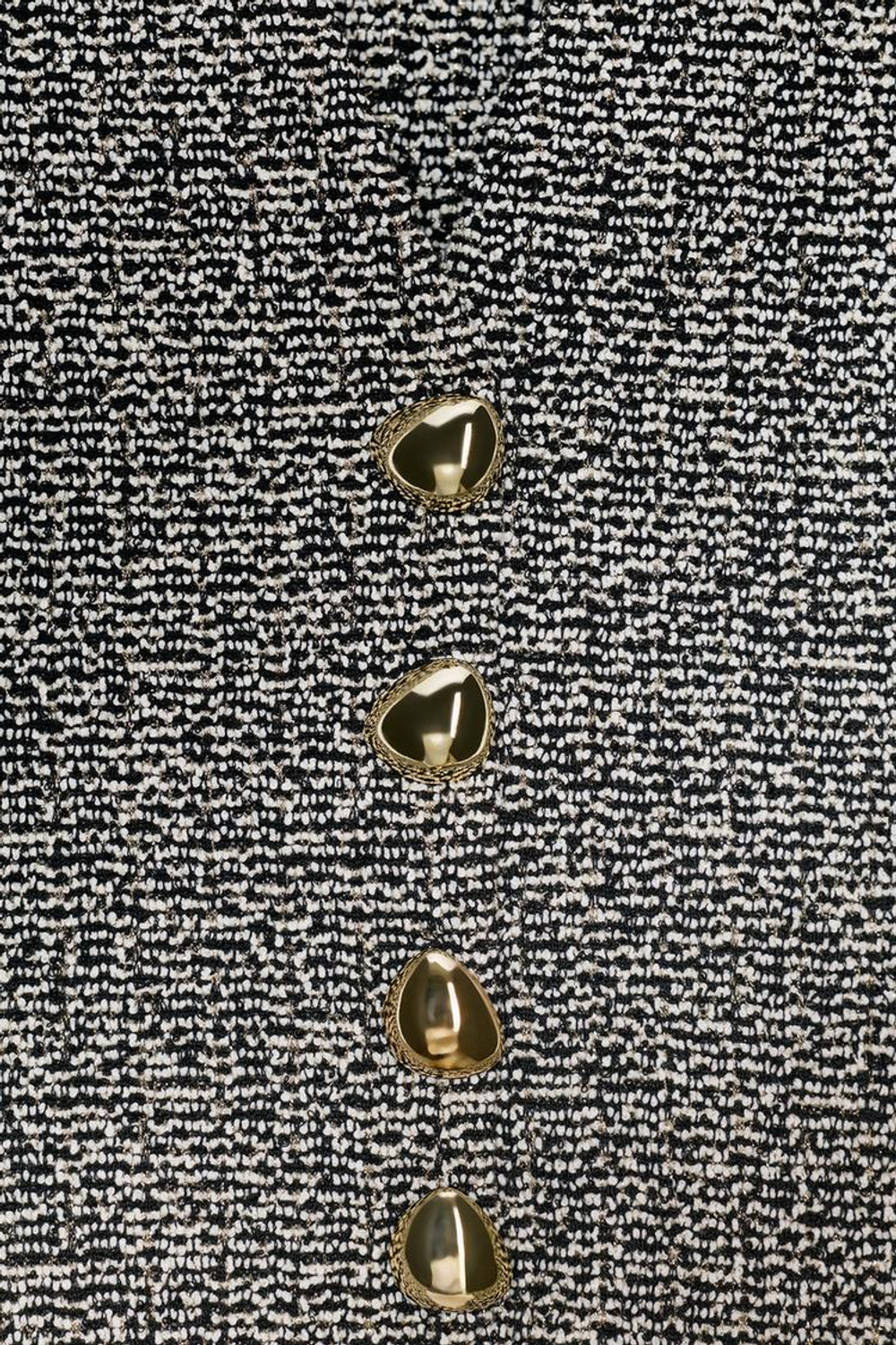 ZARA ЖИЛЕТ ИЗ ТКАНИ С УЗОРОМ И ПУГОВИЦАМИ, БЕЛЫЙ/ЧЕРНЫЙ