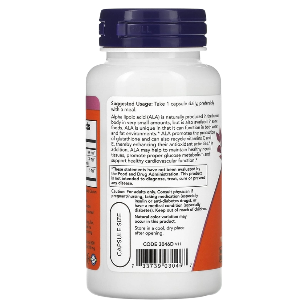 Now Foods Alpha Lipoic Acid 600 mg 60 veg capsules , Альфа-Липоевая кислота