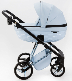 Детская коляска Adamex Quantum Superstar Deluxe 3 в 1 Q-STAR135-K (ГОЛУБ.КОЖА+ГОЛУБ.ДНО+ГОЛУБ.РАМА)