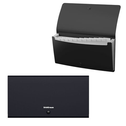 Папка 12 отд. на кнопке 260*138мм Matt Classic, черная