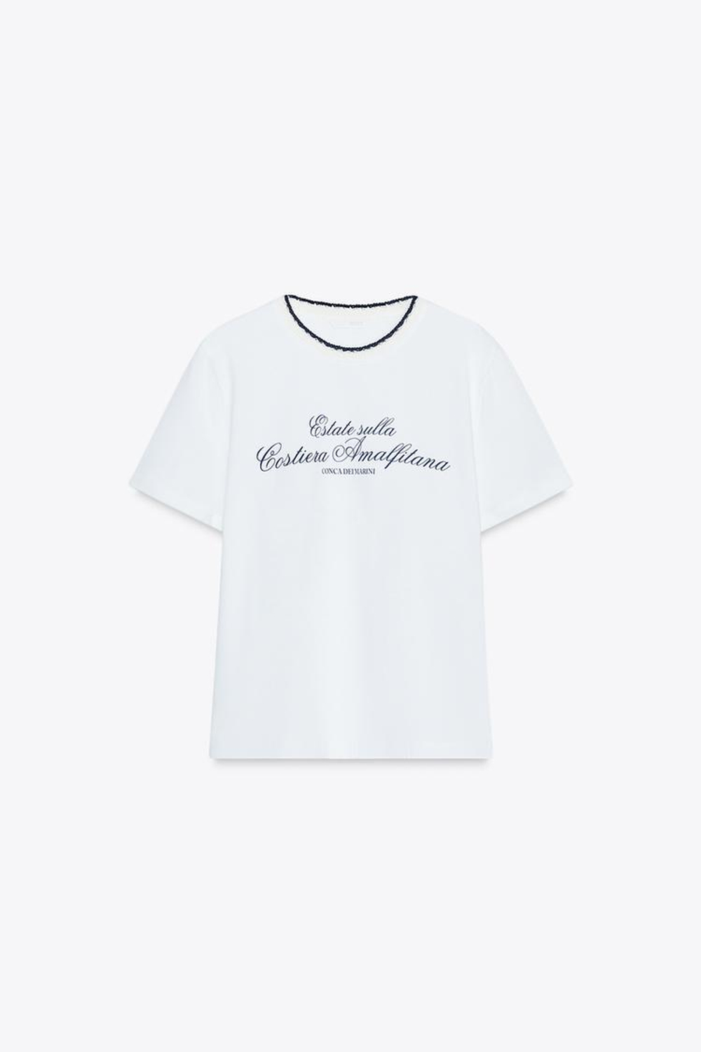 ZARA ФУТБОЛКА С НАДПИСЬЮ, СИНИЙ/БЕЛЫЙ