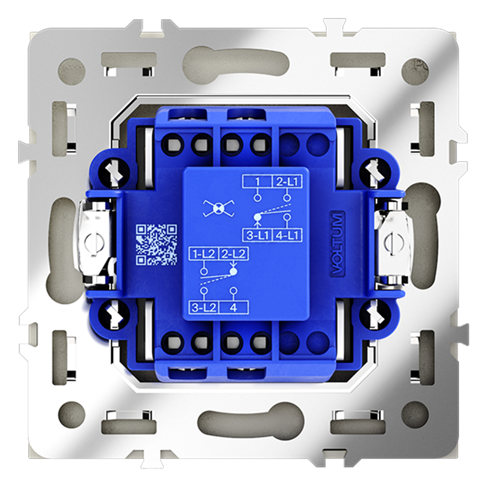 Перекрестный переключатель встраиваемый VOLTUM S70 одноклавишный 10А, (сталь)