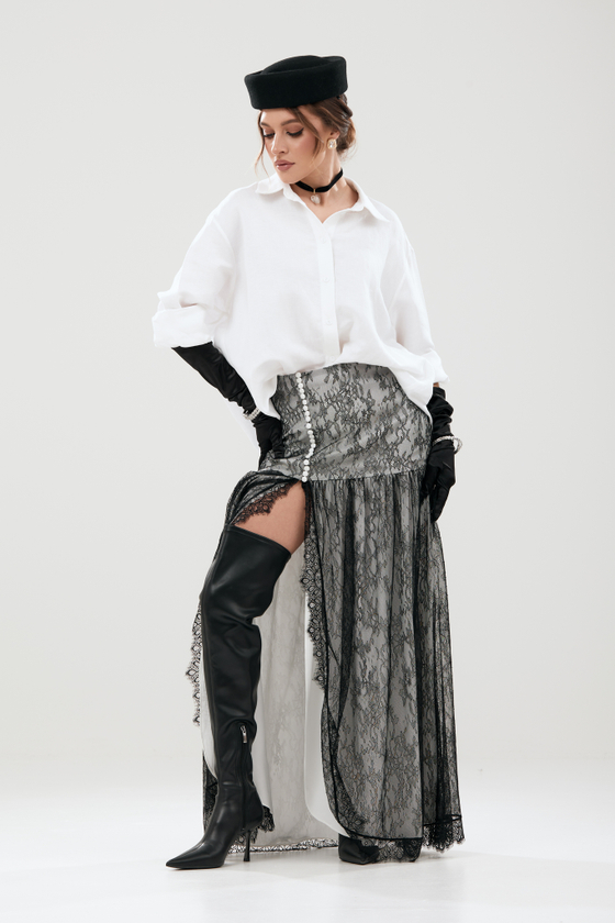 Юбка макси из вискозы с кружевом