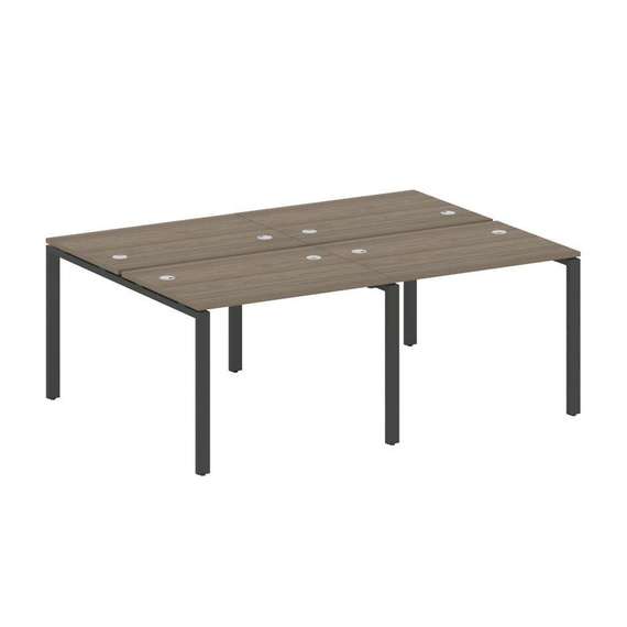 Metal System Рабочая станция на 4 места на П-образном м/к БП.СМ-4.1 Вяз Благородный/Металл Антрацит