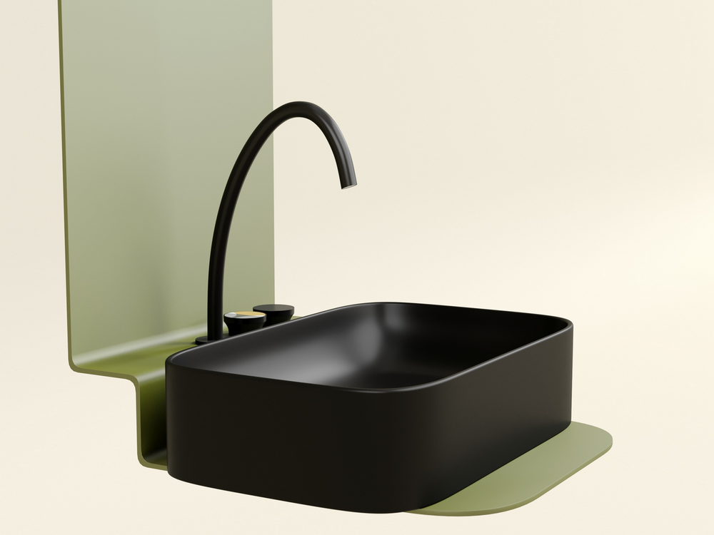 Умывальник чаша накладная прямоугольная (цвет Черный Матовый) Element 605x380x122мм