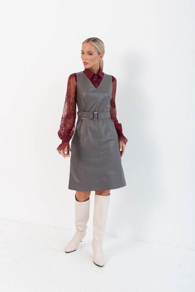 Сарафан какао из экокожи