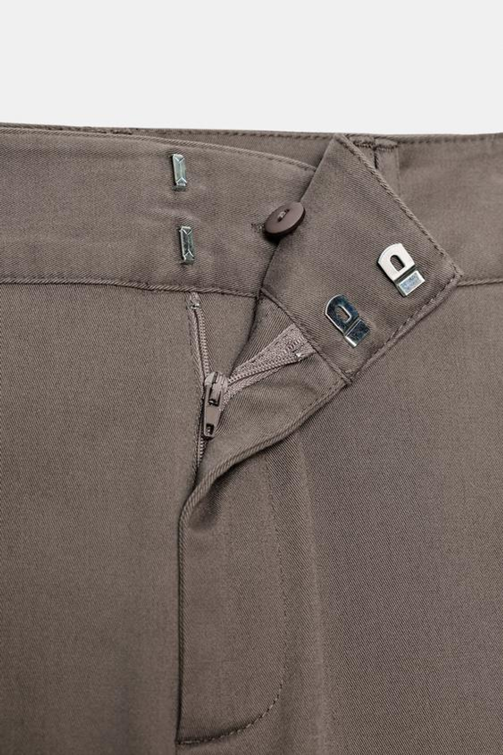 ZARA БРЮКИ BARREL СО СРЕДНЕЙ ПОСАДКОЙ, СЕРО-КОРИЧНЕВЫЙ