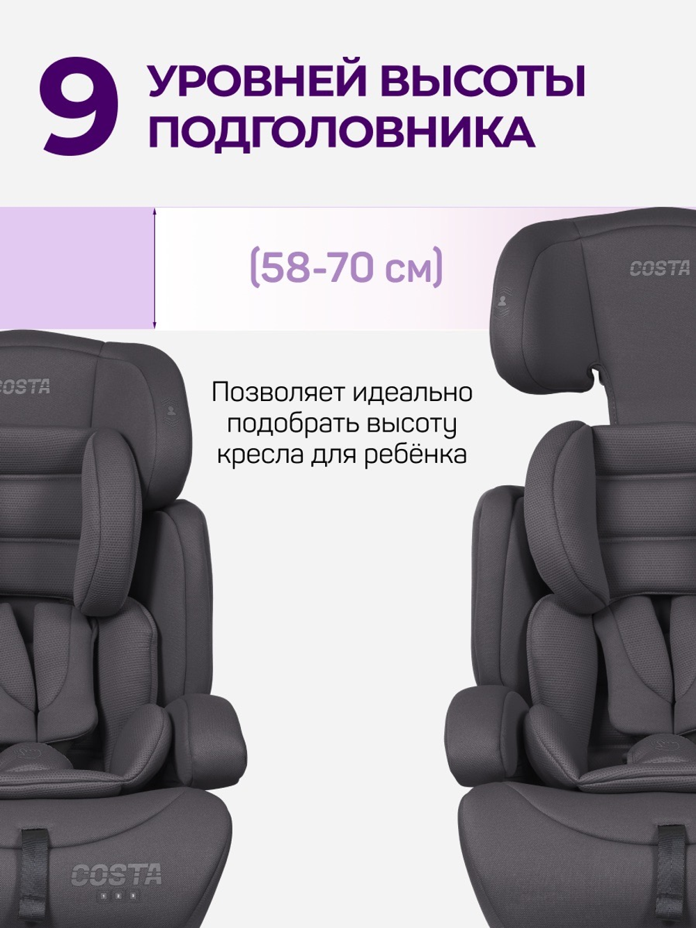 Автокресло детское Farfello Costa CS-003 группа 1/2/3 (9-36) темно-серый