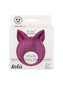 Перезаряжаемое кольцо для клиторальной стимуляции MiMi Animals Kitten Kiki Purple 7200-03lola