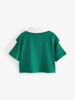 Футболка укороченная с воротником для девочки Next E44-407, Зеленый