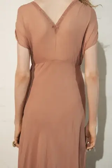 ZARA ПЛАТЬЕ МИДИ С КРУЖЕВОМ — ZW COLLECTION, ЧЕРЕПИЧНЫЙ