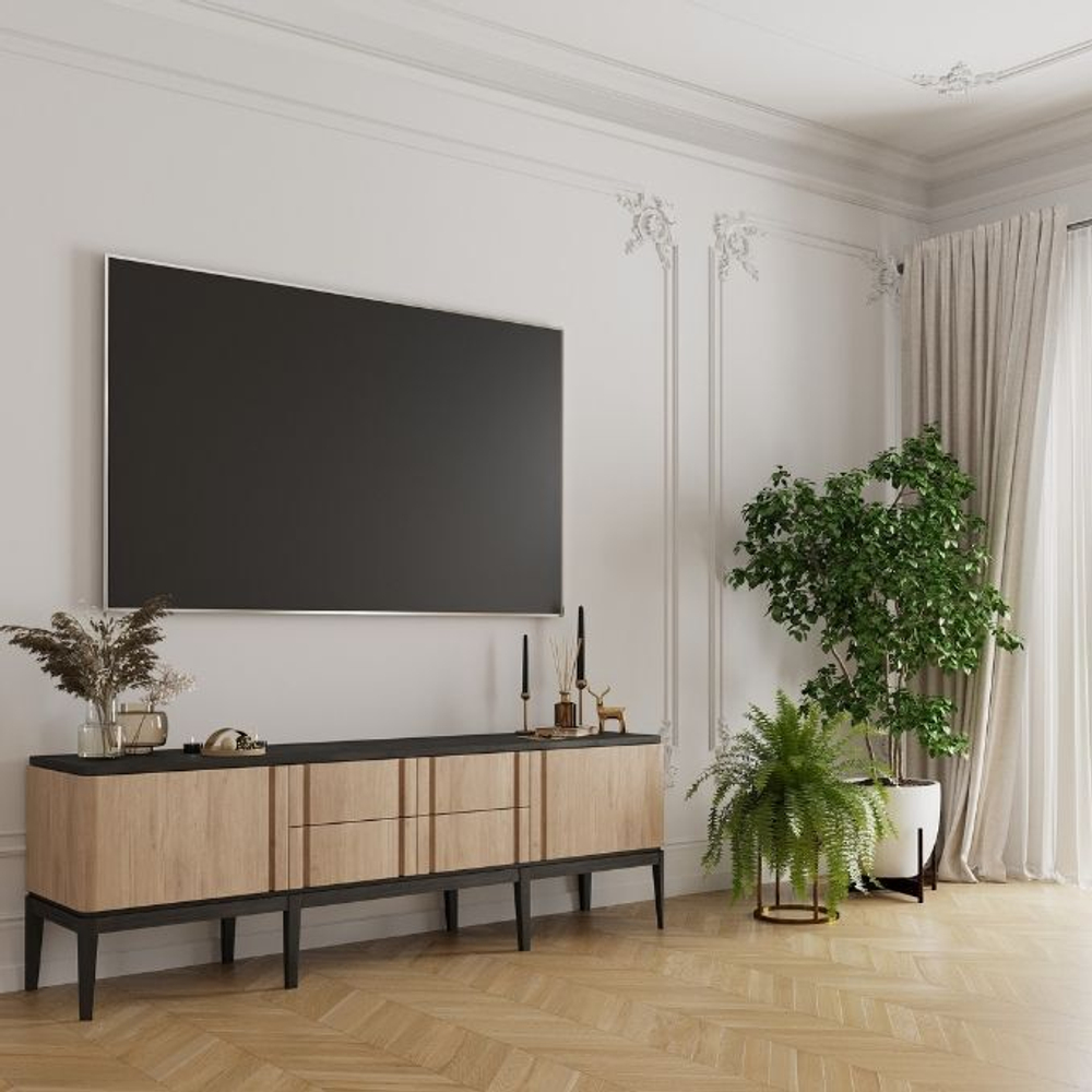 Мебель  гостиную Иконс (беленый дуб/черный), фото 2