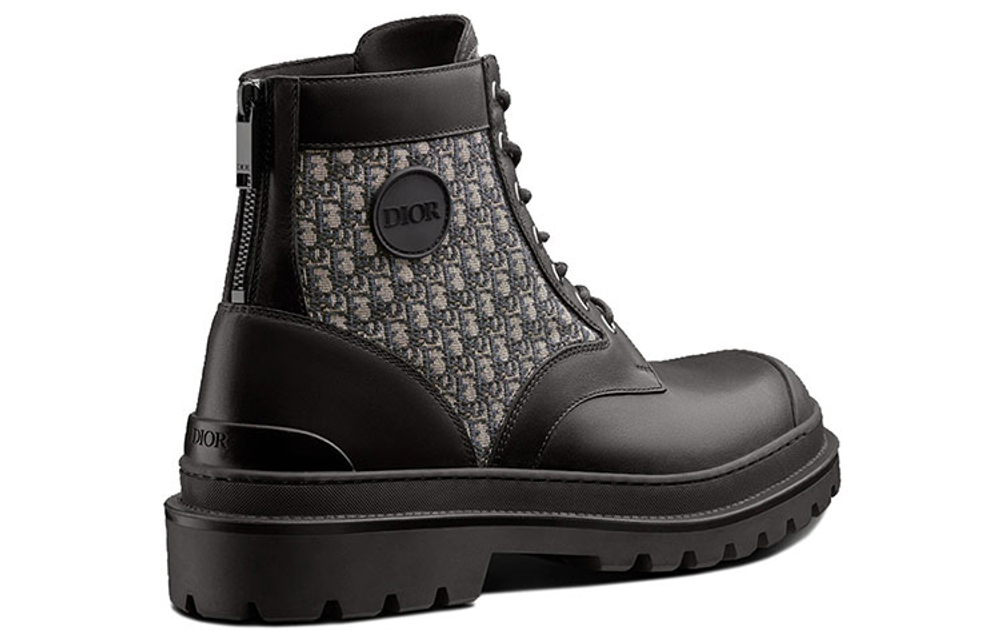 DIOR Explorer Ankle Boot Black Beige DIOR Oblique Jacquard