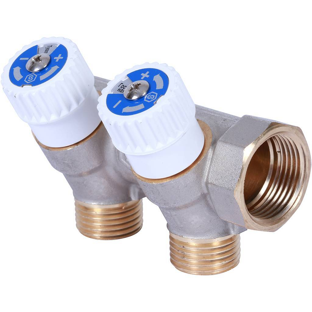 Коллектор распределительный  3/4", 2 отвода 1/2" плоское уплотнение