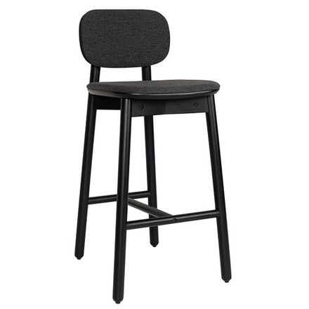 Стул барный с обивкой Saga, рогожка, темно-серый