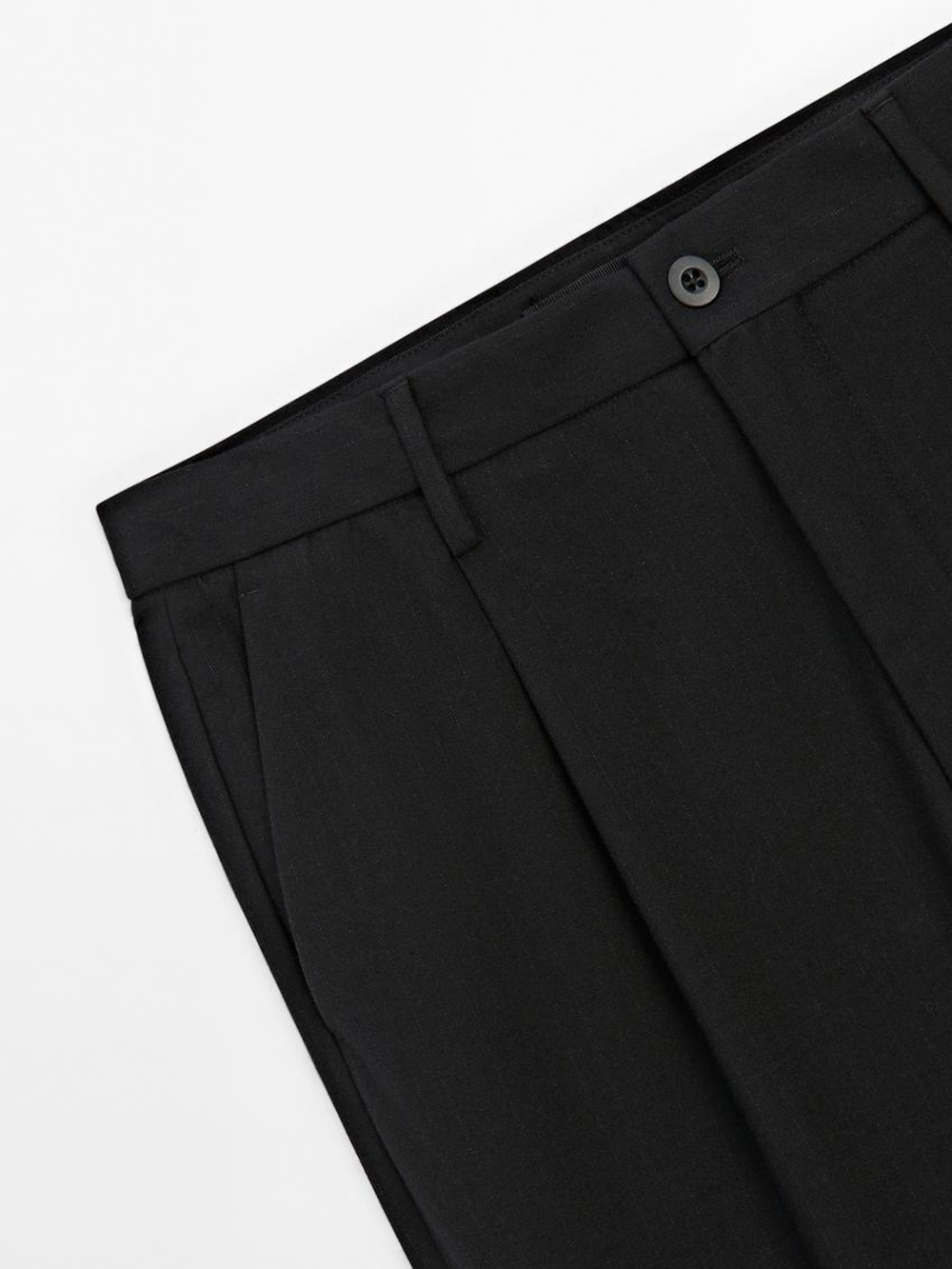 Massimo Dutti Брюки свободного кроя в тонкую полоску, черный