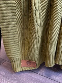 Вязаный плед "Косы" 110х170см (оливковый)