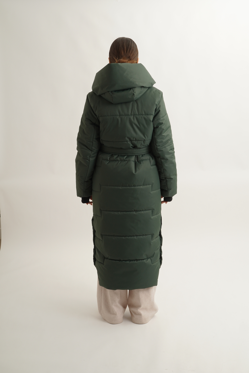 Пуховик женский зимний длинный до - 35, green