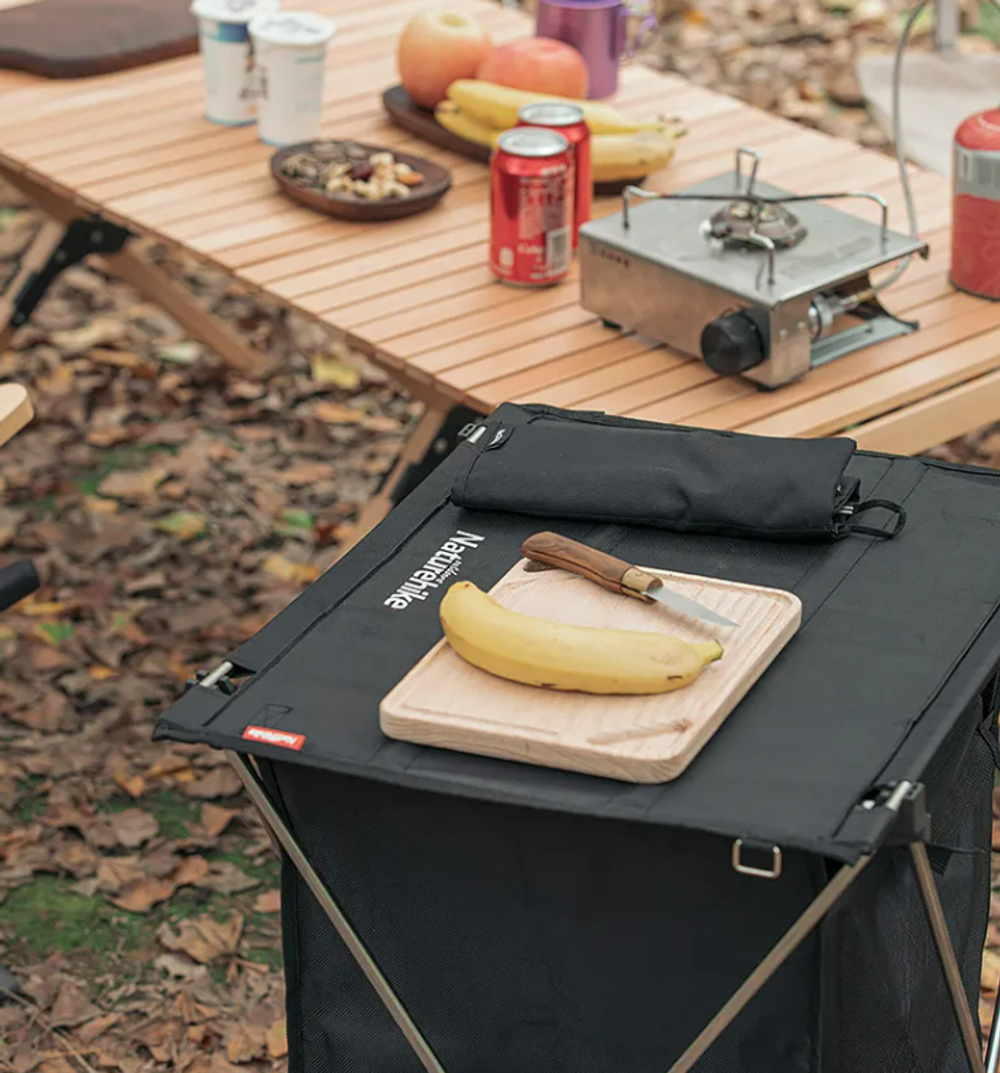 Стол туристический Naturehike алюминиевый, складной, 56,5х45х62 см, с сумкой для посуды, черный