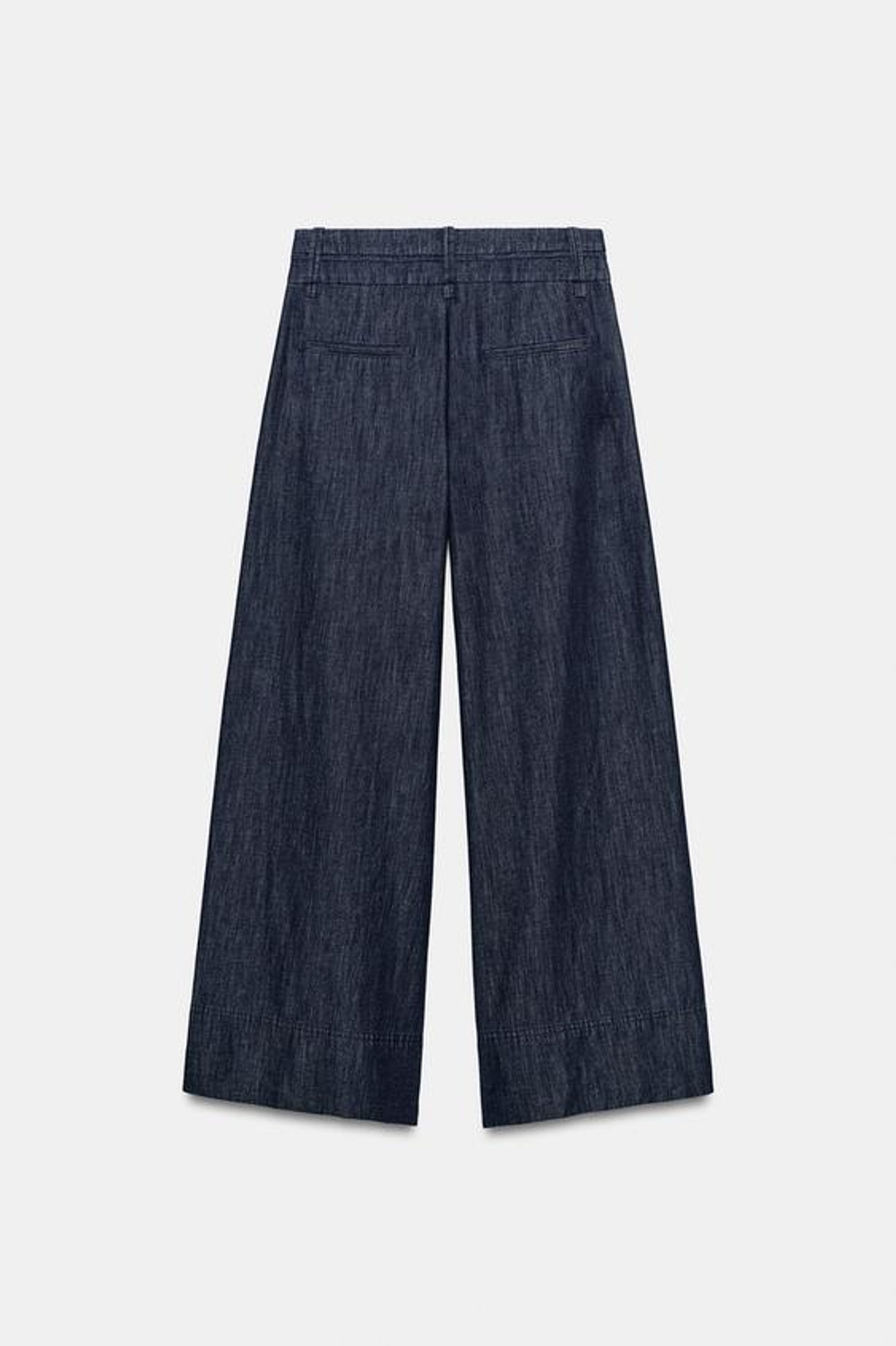 ZARA ШИРОКИЕ БРЮКИ ИЗ СМЕСОВОГО ЛЬНА, ИНДИГО