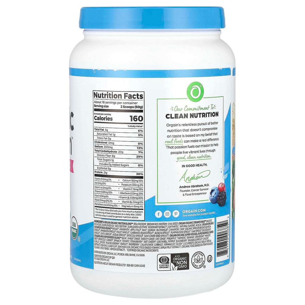 Orgain, Organic Protein™ + 50 суперфудов в порошке, со вкусом бобов ванили, 918 г (2,02 фунта)
