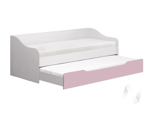 Кровать выдвижная Детская Вега ЛДСП FASHION 1 (белый/белый; розовый)