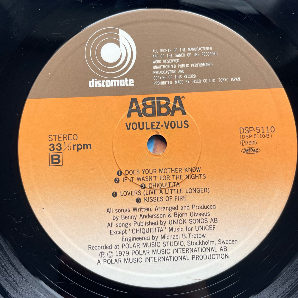 Винтажная виниловая пластинка LP ABBA АББА Voulez Vous (Япония 1979) (Без Оби)