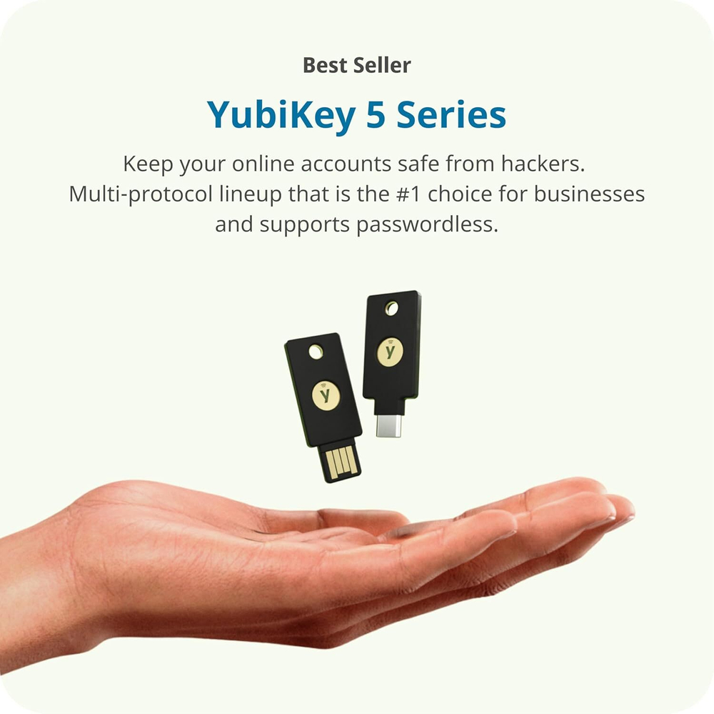 YubiKey 5C NFC — Ключ безопасности для двухфакторной аутентификации Защита онлайн-аккаунтов через USB-C и NFC, сертифицирован по стандарту FIDO