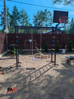 Монтаж уличной шведской стенки Sv Sport Рукоход (4 вертикальных столба)