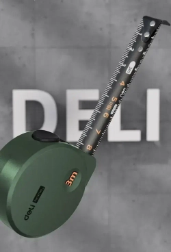 Рулетка "Home Series Green" Deli HT8316L 3мх16мм (Эксклюзивный дизайн, корпус из софттач пластика, противоскользящая резиновая вставка, подарочная упаковка)