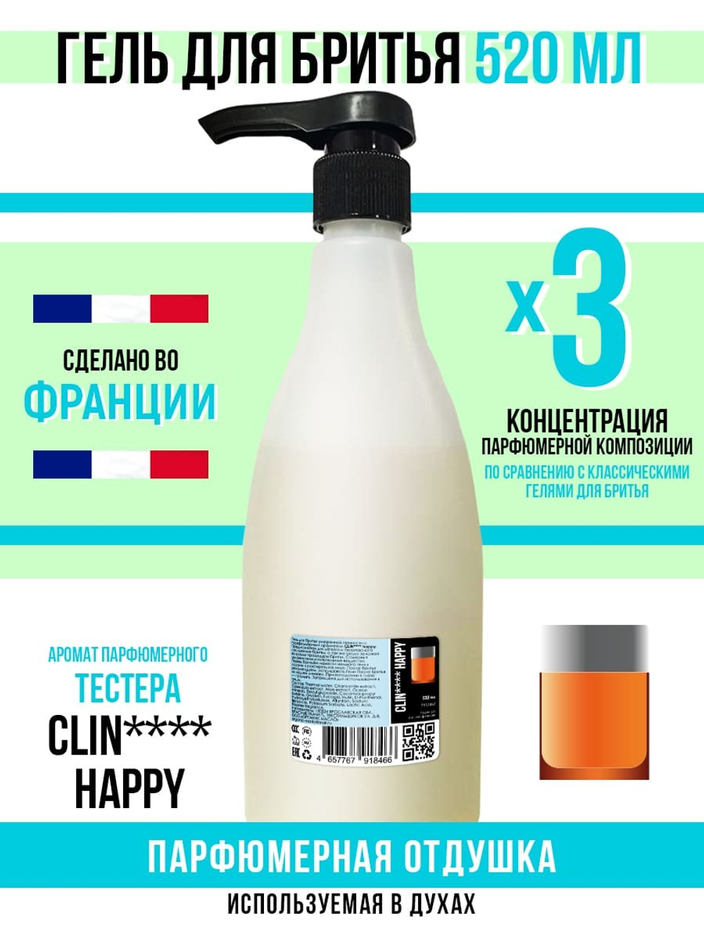 Economical Packaging Гель для бритья Clin****Happy, 520 мл