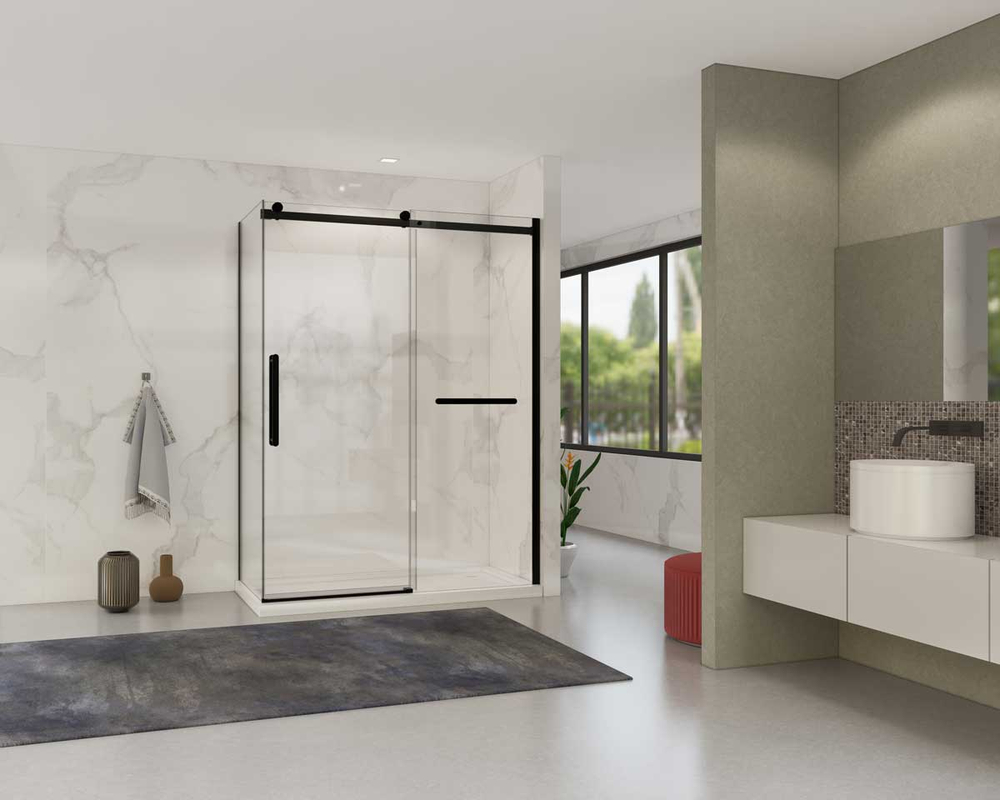 Душевой уголок Комо Софт (Como Soft) Vincea VSR-1CS1015CLB, 1500*1000, черный, стекло прозрачное