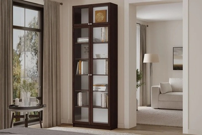 Стеллаж Билли 37 Венге Цаво 3354 80*30*237 см, Черный матовый   Фиеста