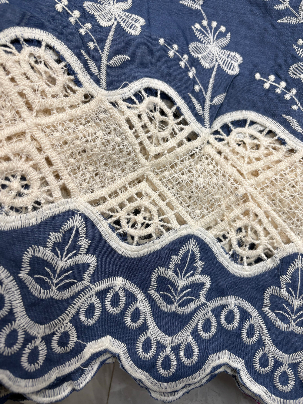 Юбка / с вышивкой / джинс синий