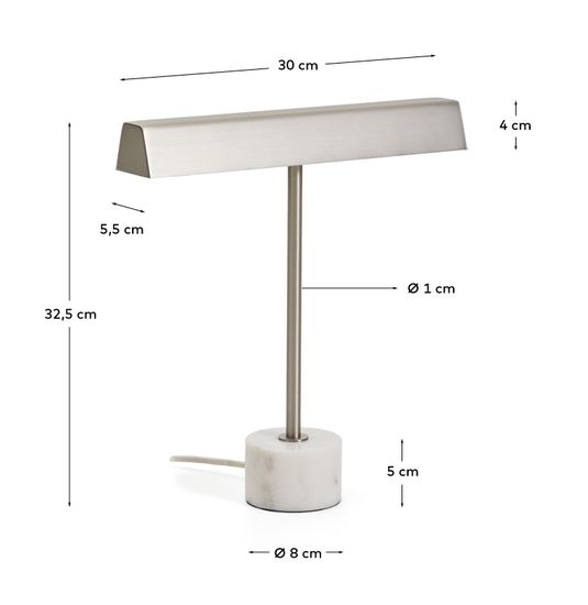 Настольная лампа Lynor из матового металла с основанием из белого мрамора
