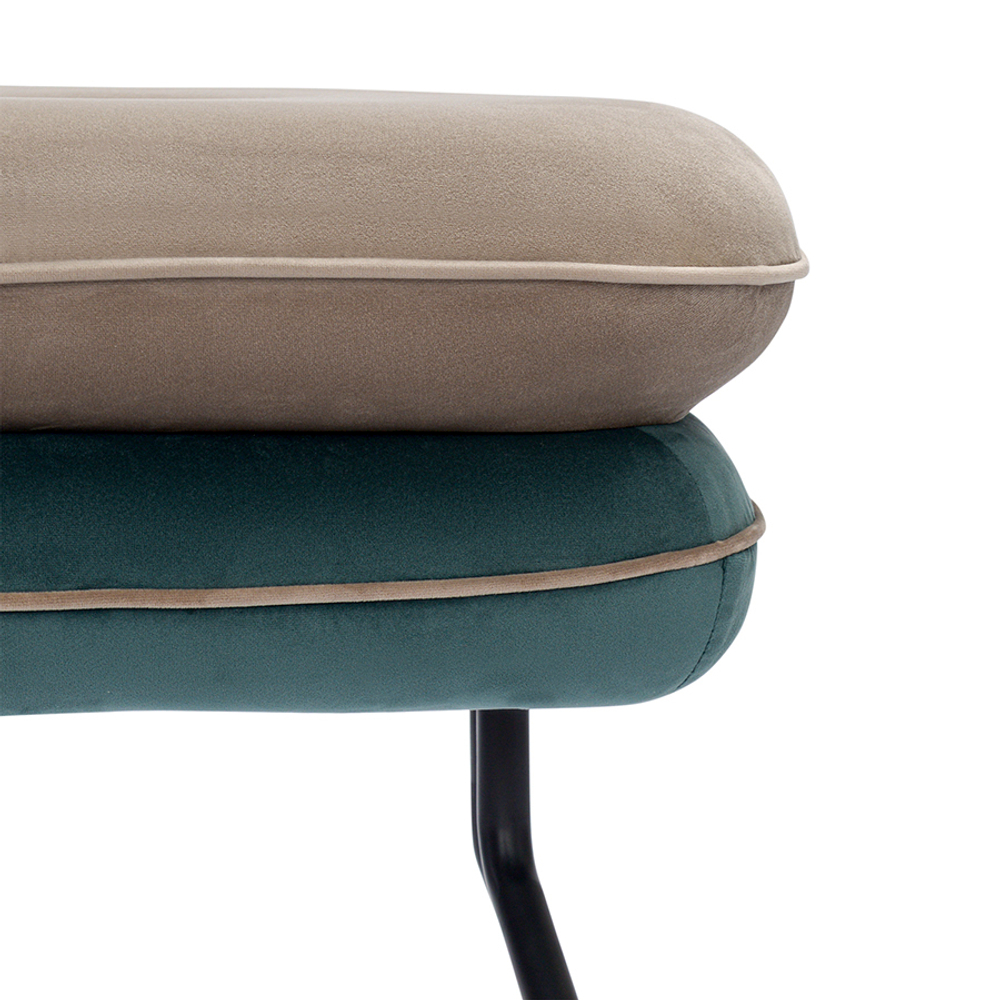 Пуф pea, велюр, бежевый/сине-зеленый