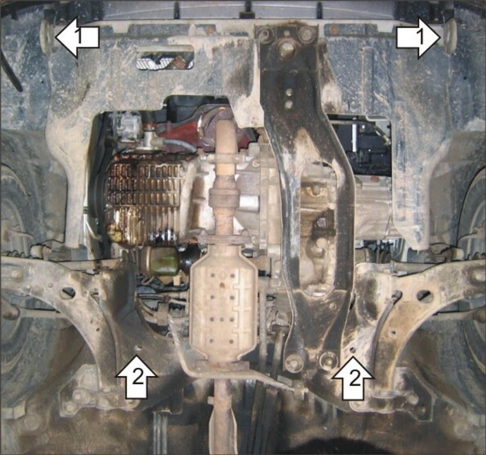 Защита картера Двигателя, КПП. 2 мм, Сталь. для KIA Carens 2002-2005 MOTODOR.01015