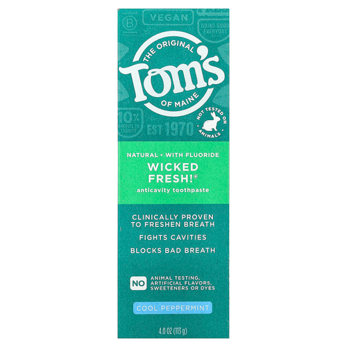 Tom's of Maine, Wicked Fresh!®, зубная паста против кариеса с фторидом, прохладная перечная мята, 113 г (4 унции)