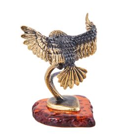 AM-3703 Фигурка «Орёл на охоте» (латунь, янтарь)