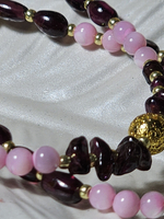 Комплект украшений авторский из натуральных камней. Колье и браслет "Гранатовый рис". Бижутерия на шею, на руку для женщин, девушек. Женское украшение