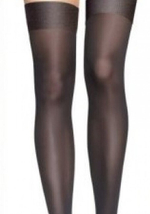 Черные лайкровые чулки под пояс на простой резинке (Цвет: черный)