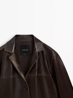 Massimo Dutti Куртка из кожи наппа, коричневый