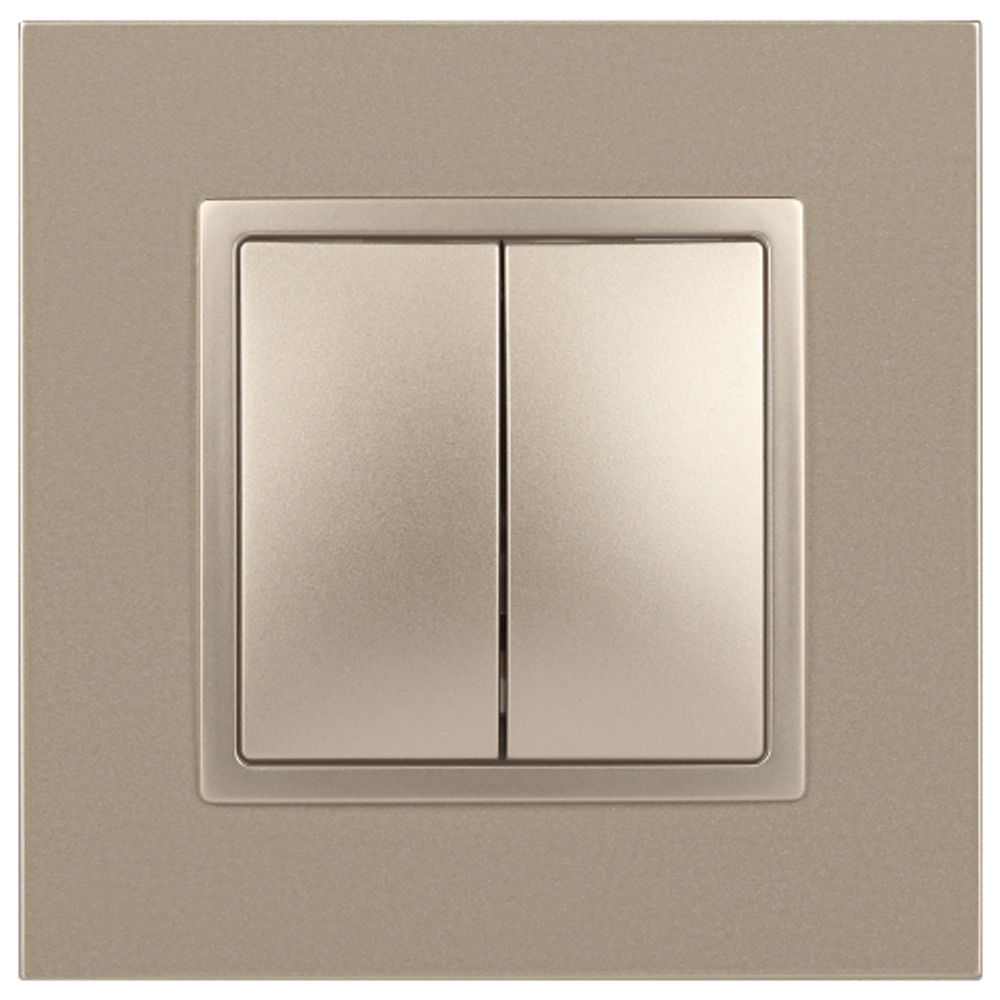14-1106-04 ЭРА Переключатель двойной, 10АХ-250В, IP20, Эра Elegance, шампань