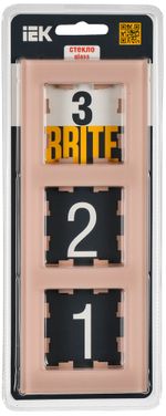 BRITE Рамка 3-местная РУ-3-2-БрП стекло персиковый матовый IEK