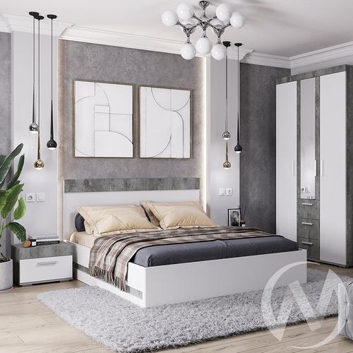 Кровать КР-04 МС Инстайл с подъемным механизмом (бетон/белый)