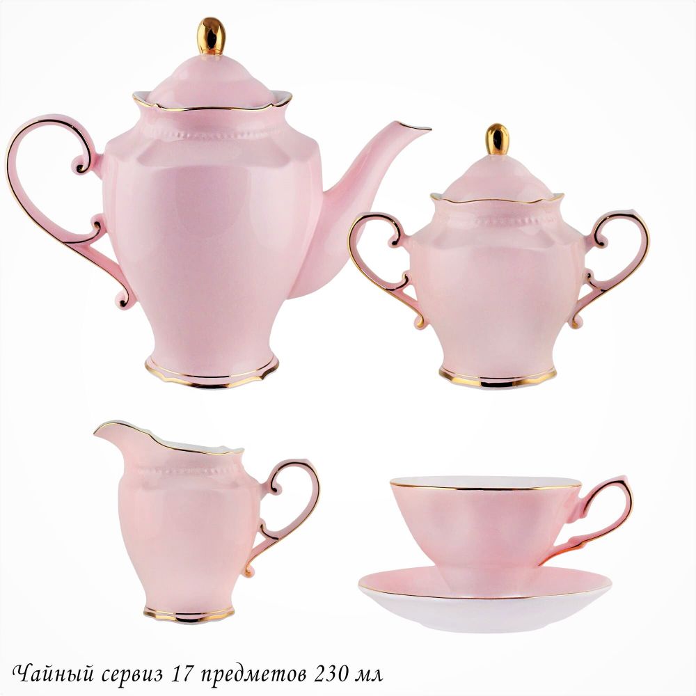 Lenardi 108-361 Чайный сервиз 17пр. 230 мл PINK в под.уп.(х2)Фарфор
