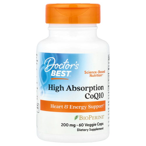 Doctor's Best, легкоусвояемый коэнзим Q10 с BioPerine®, 60 растительных капсул